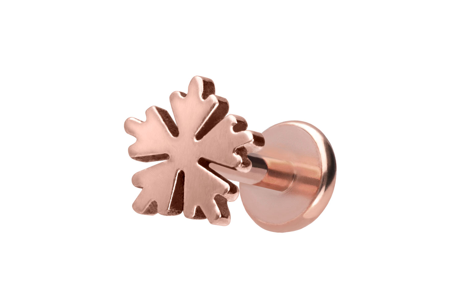 Titan Labret Piercing mit Push Fit SCHNEEFLOCKE